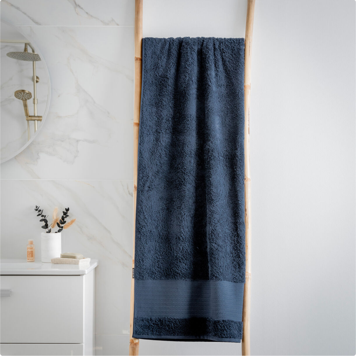 Serviette de bain coton bio (90 x 150 cm) Garance Bleu nuit 1