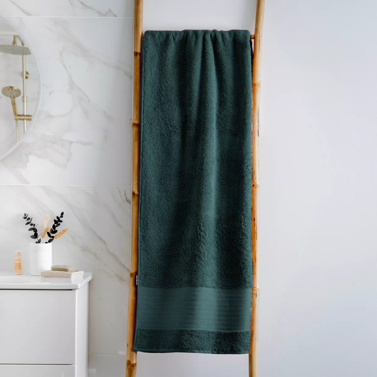 Badetuch aus Bio-Baumwolle (90 x 150 cm) Méline Smaragdgrün