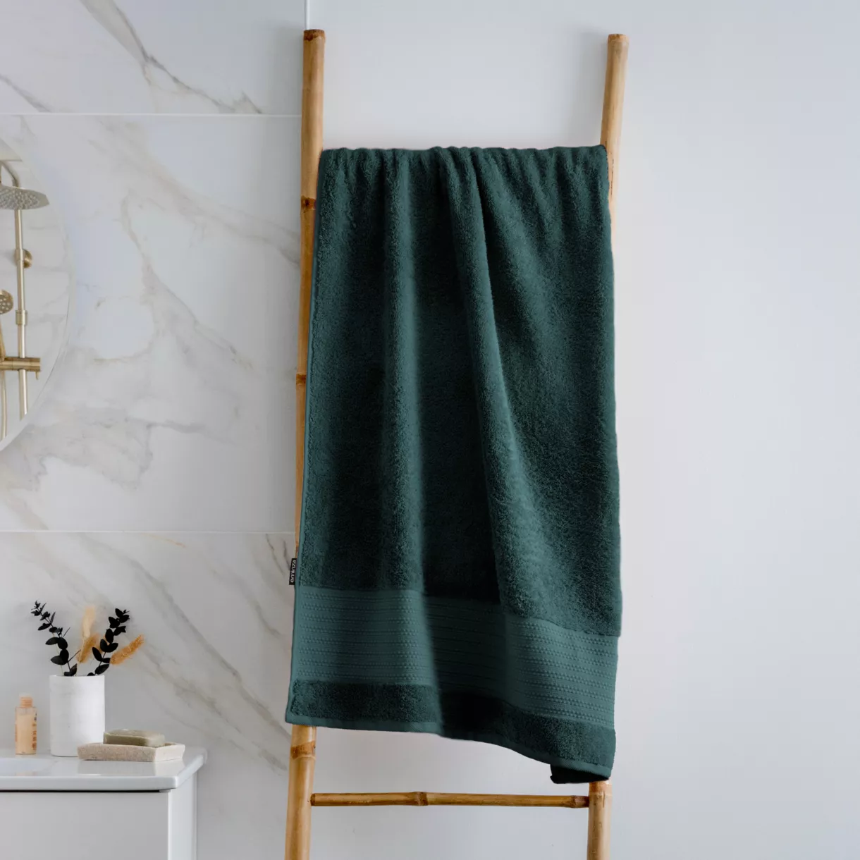 Badetuch aus Bio-Baumwolle (70 x 130 cm) Méline Smaragdgrün