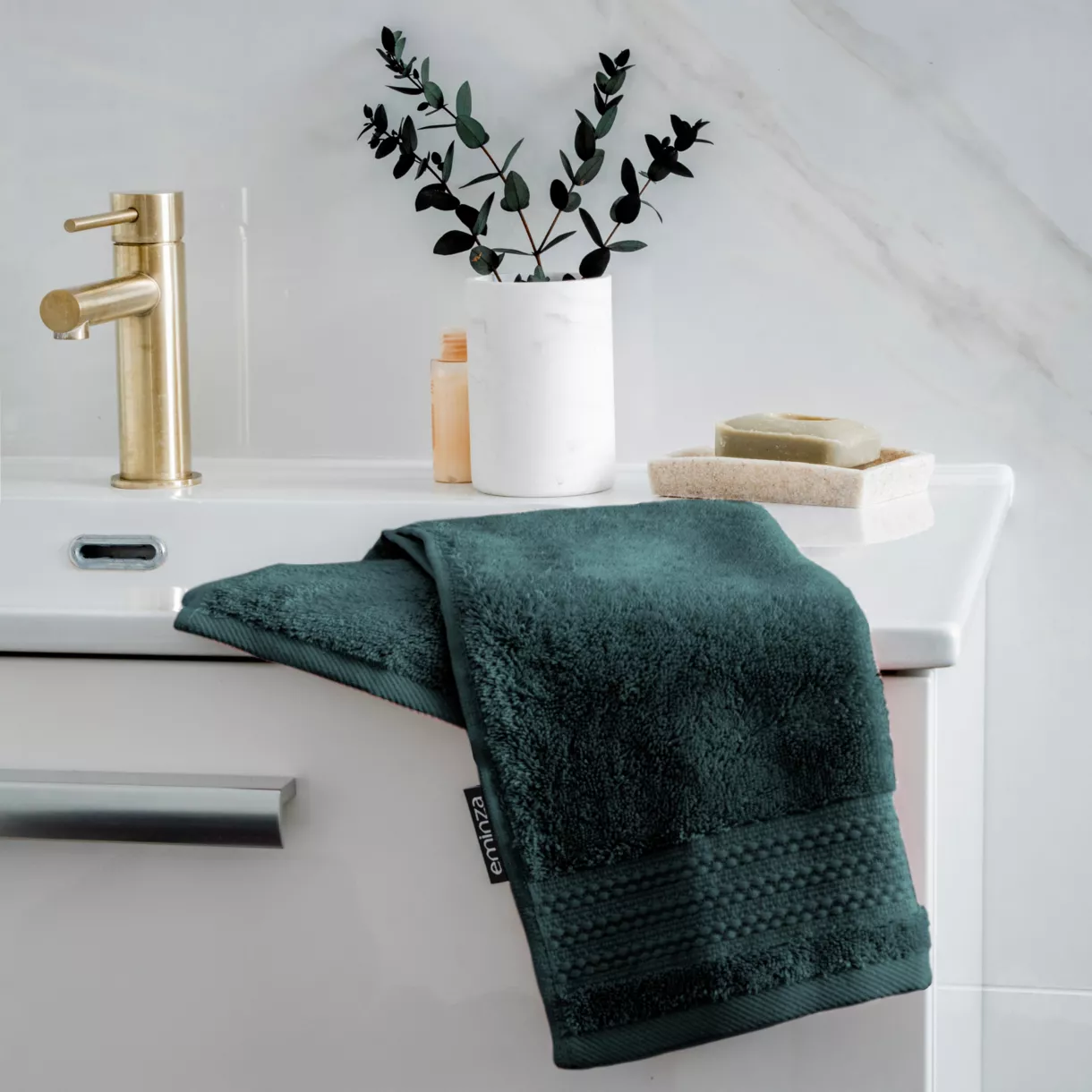 Serviette de bain coton bio (30 x 50 cm) Méline Vert émeraude