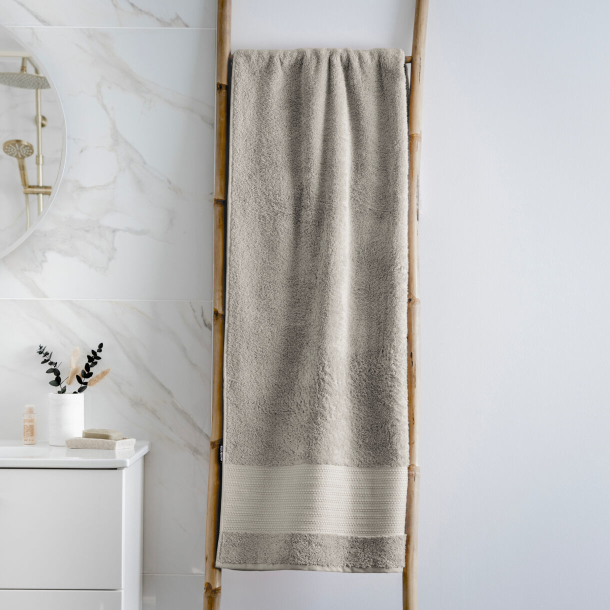 Serviette de bain coton bio (90 x 150 cm) Méline Gris argile