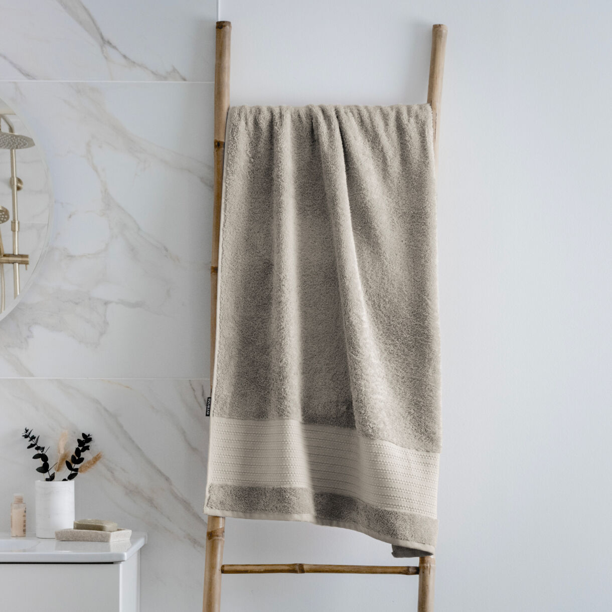 Serviette de bain coton bio (70 x 130 cm) Méline Gris argile
