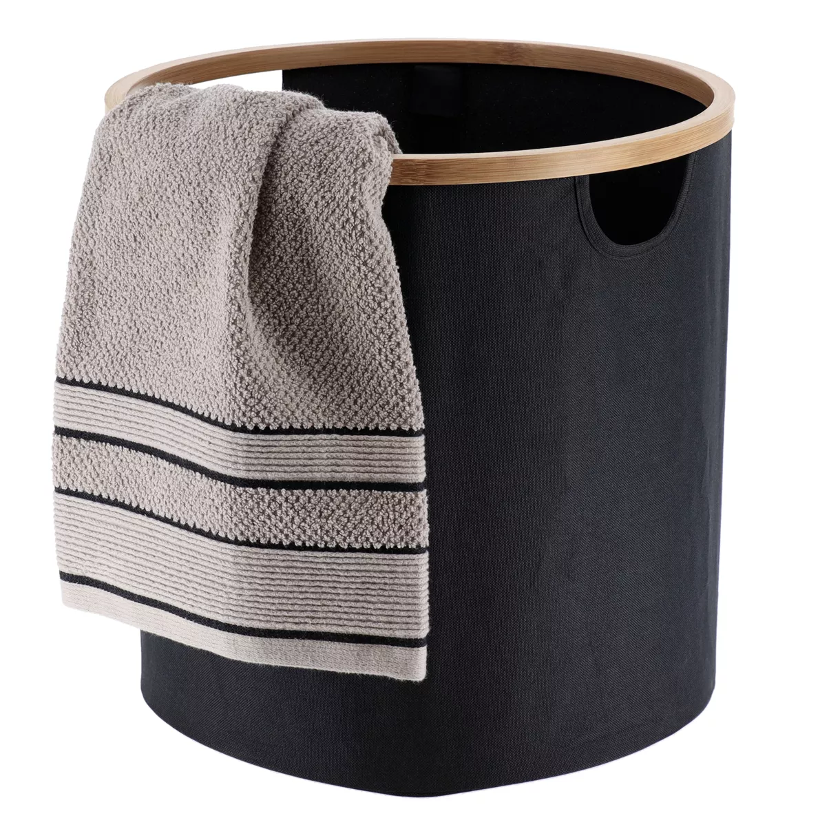 Cesta para ordenar redonda y plegable Purebamboo Negro
