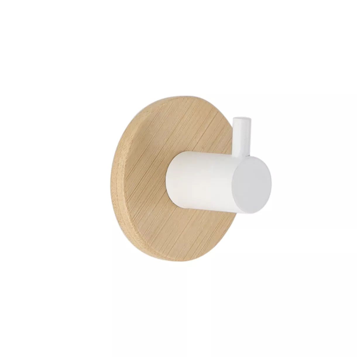 Gancio adesivo 3M bambù (D11 cm) Bianco