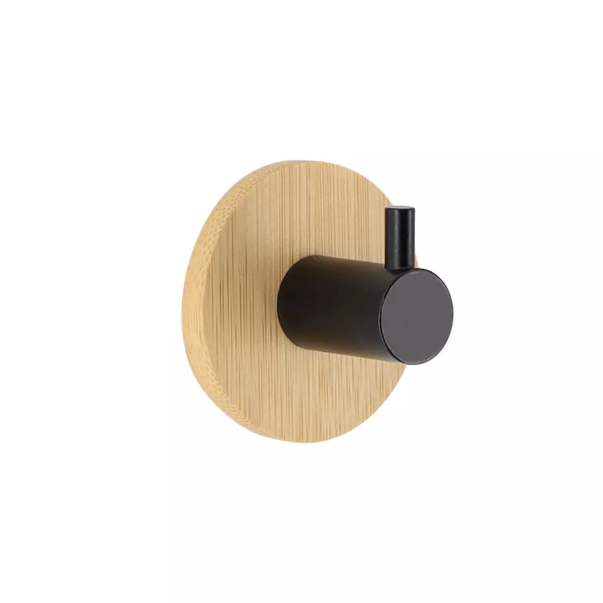Gancio adesivo 3M bambù (D11 cm) Nero