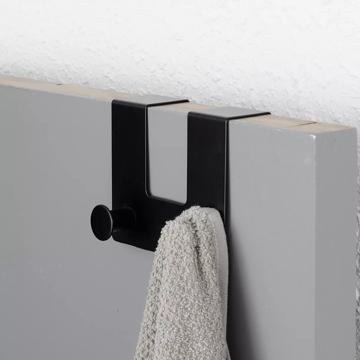Appendiabiti per porta metallo 2 ganci (H16 cm) Nero
