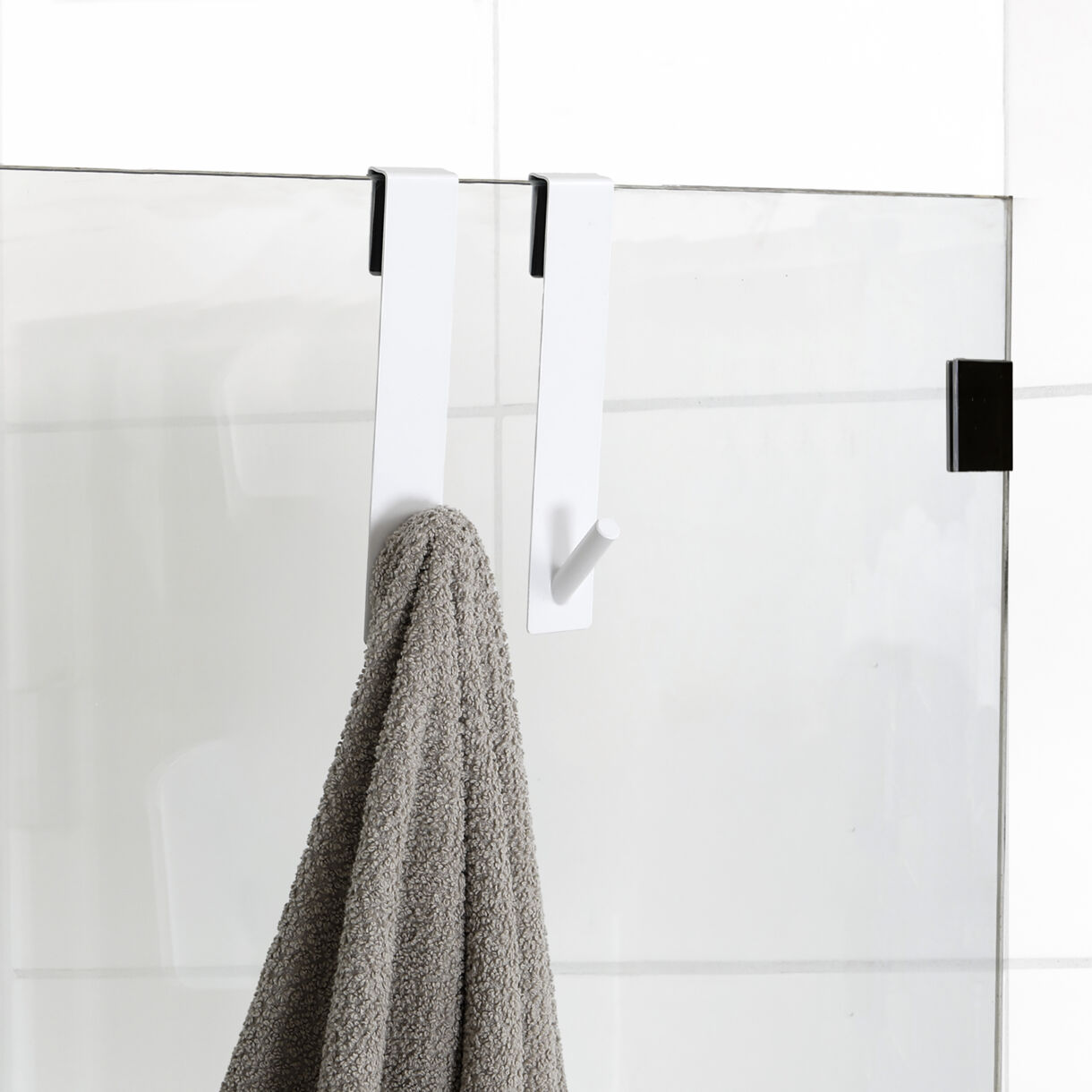Juego de 2 Percheros  para colgar especial para Panel de ducha (H5cm) Blanco
