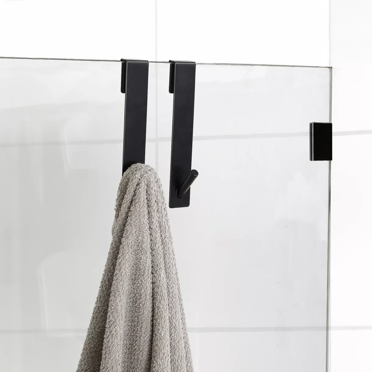 Set di 2 ganci speciale parete doccia (H5cm) Nero
