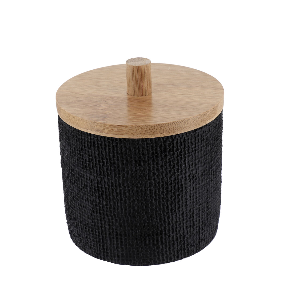 Caja para algodón con tapa (D10 cm) efecto Malla Negro