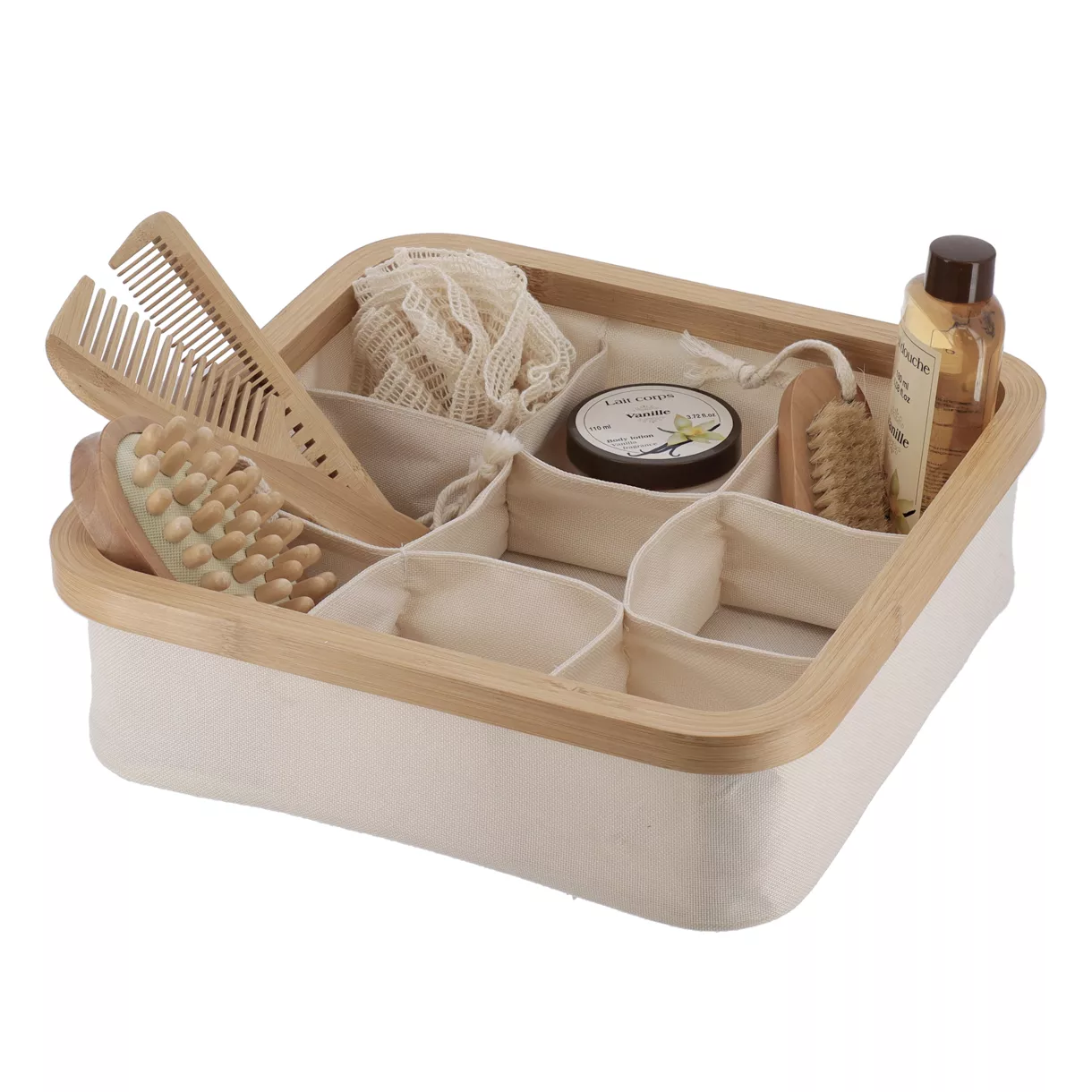 Organizer quadratisch faltbar 9-Fächer (L30 x H10 cm) Purebamboo Cremeweiß