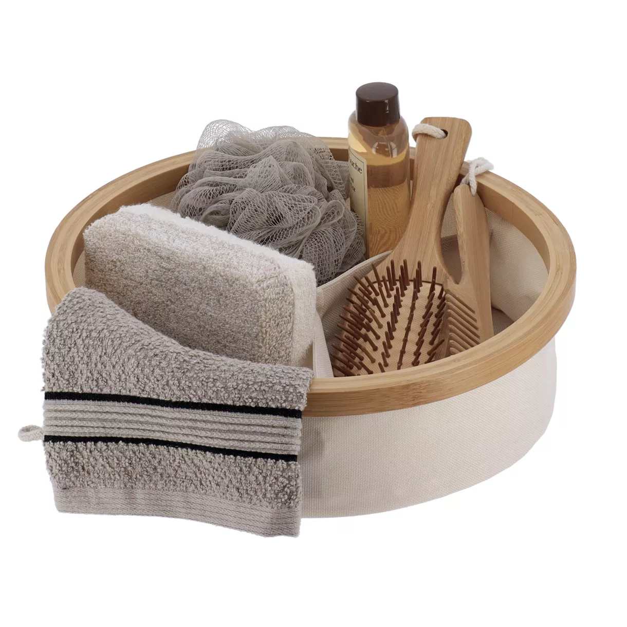 Organizer rund faltbar 3-Fächer (D30 x H10 cm) Purebamboo Cremeweiß