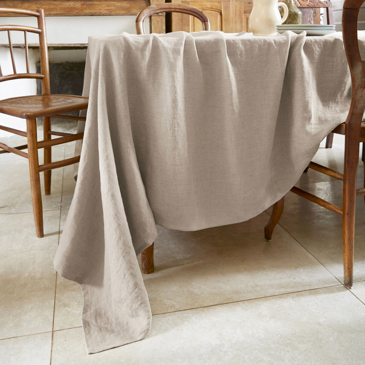 Mantel rectangular lino lavado (L250 cm) Louise Beige 1