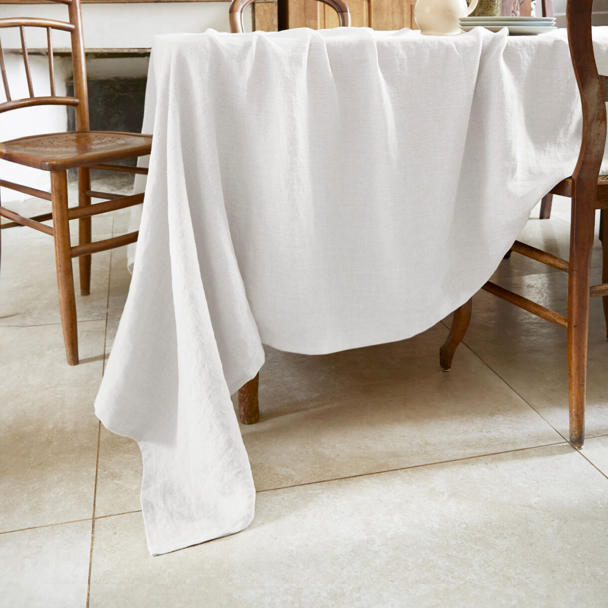 Rechteckige Tischdecke aus gewaschenem Leinen (L250 cm) Louise Weiß 1