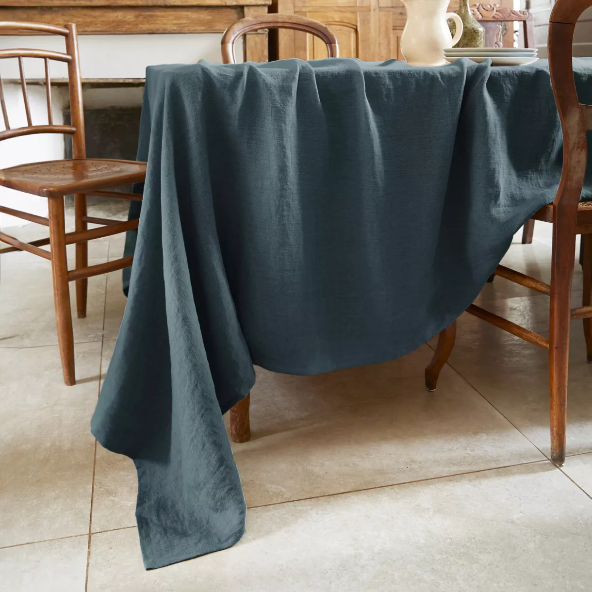 Nappe rectangulaire lin lavé (L250 cm) Louise Gris ardoise 1