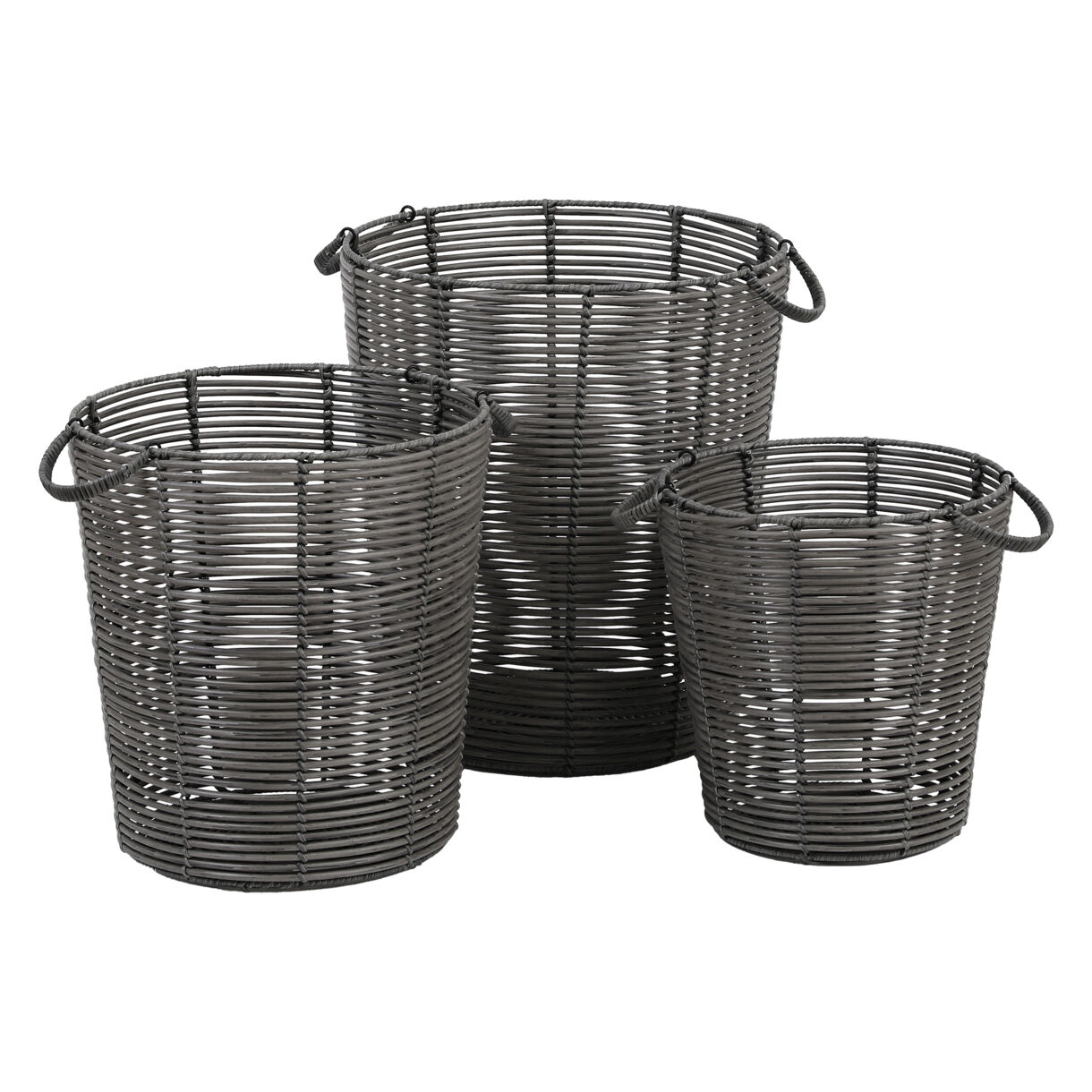Juego de 3 cestas para ropa en ratán (H77 cm) Venise Gris