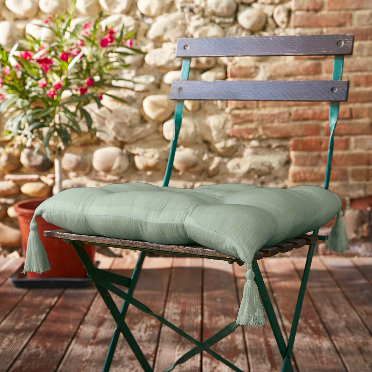 Coussin de chaise (40 x 40 cm) Gaïa Vert eucalyptus 
