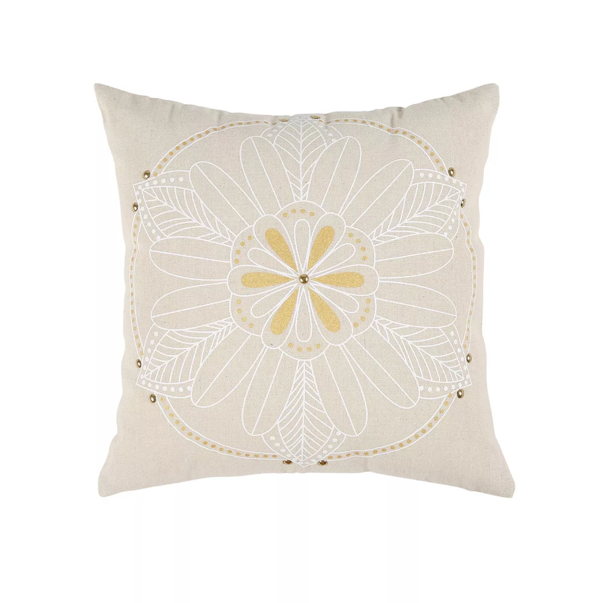 Housse de coussin carrée (40 cm) Mandala Ecru 1