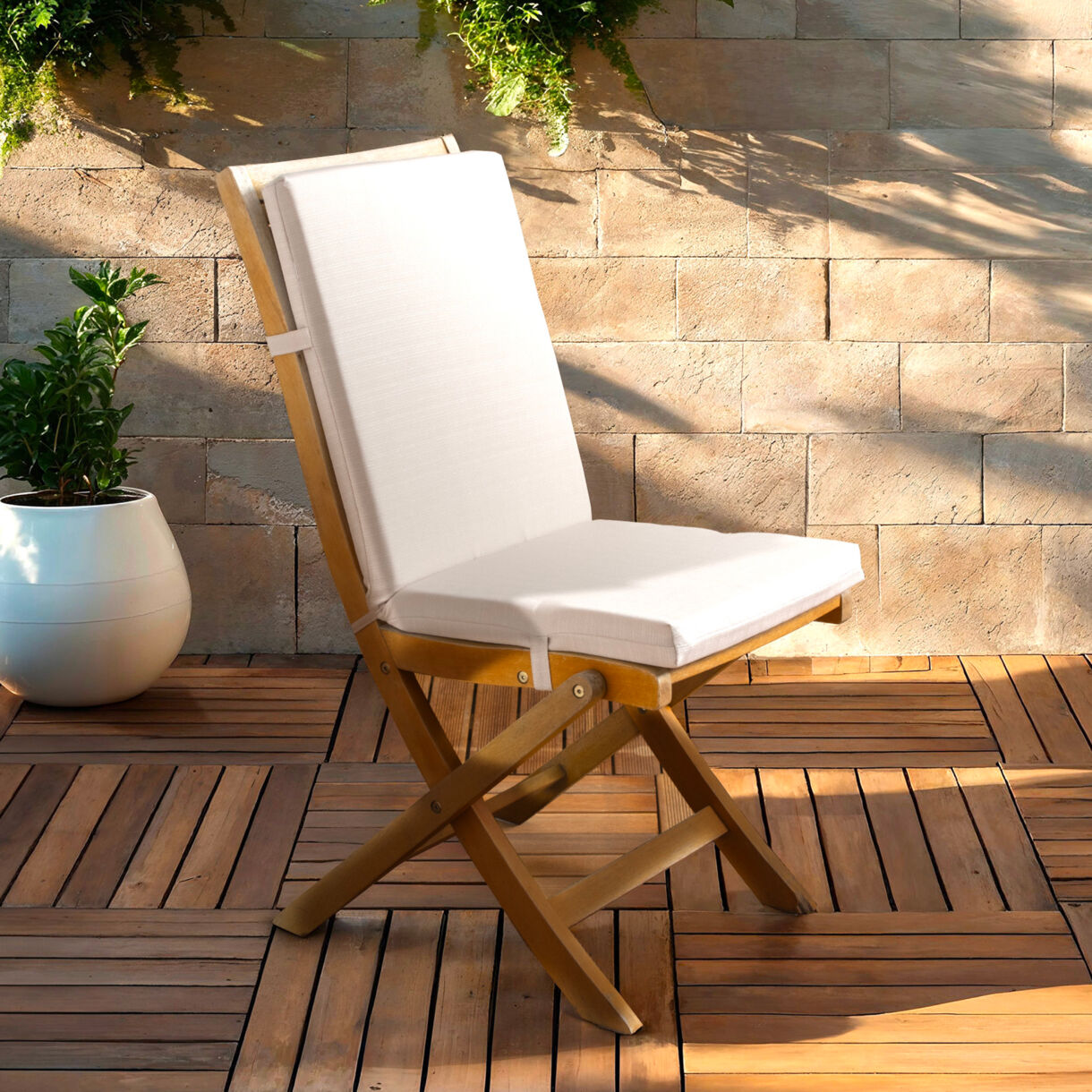 EM - Coussin de chaise dŽhoussable avec dossier 90 x 40 cm Polyester uni SUNSET Sable