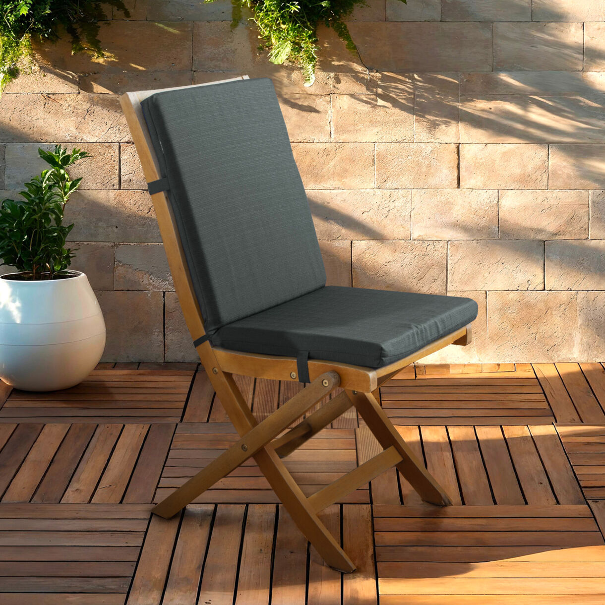 EM - Coussin de chaise dŽhoussable avec dossier 90 x 40 cm Polyester uni SUNSET Anthracite