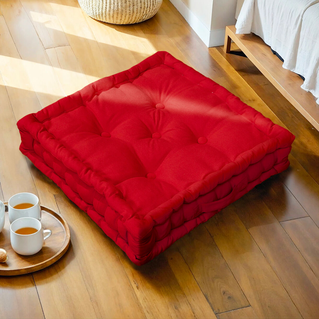 Cuscino da pavimento (50 x H10 cm) Pixel Rosso ciliegia 1