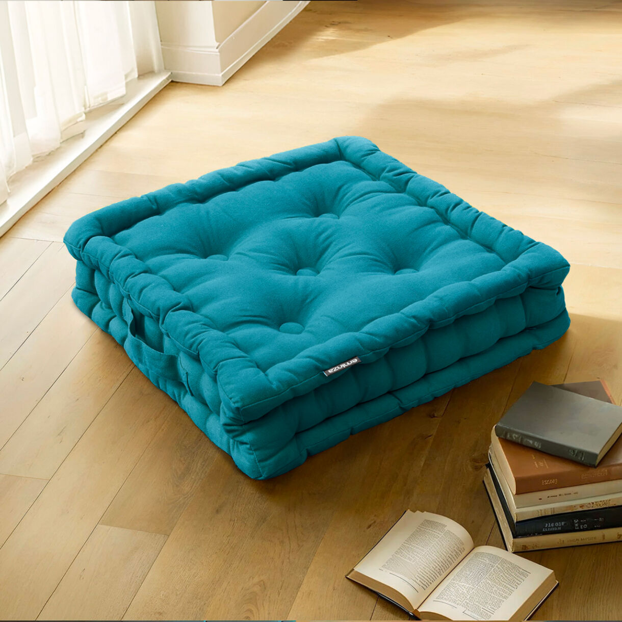 Cuscino da pavimento (40 x H10 cm) Pixel Blu anatra 1