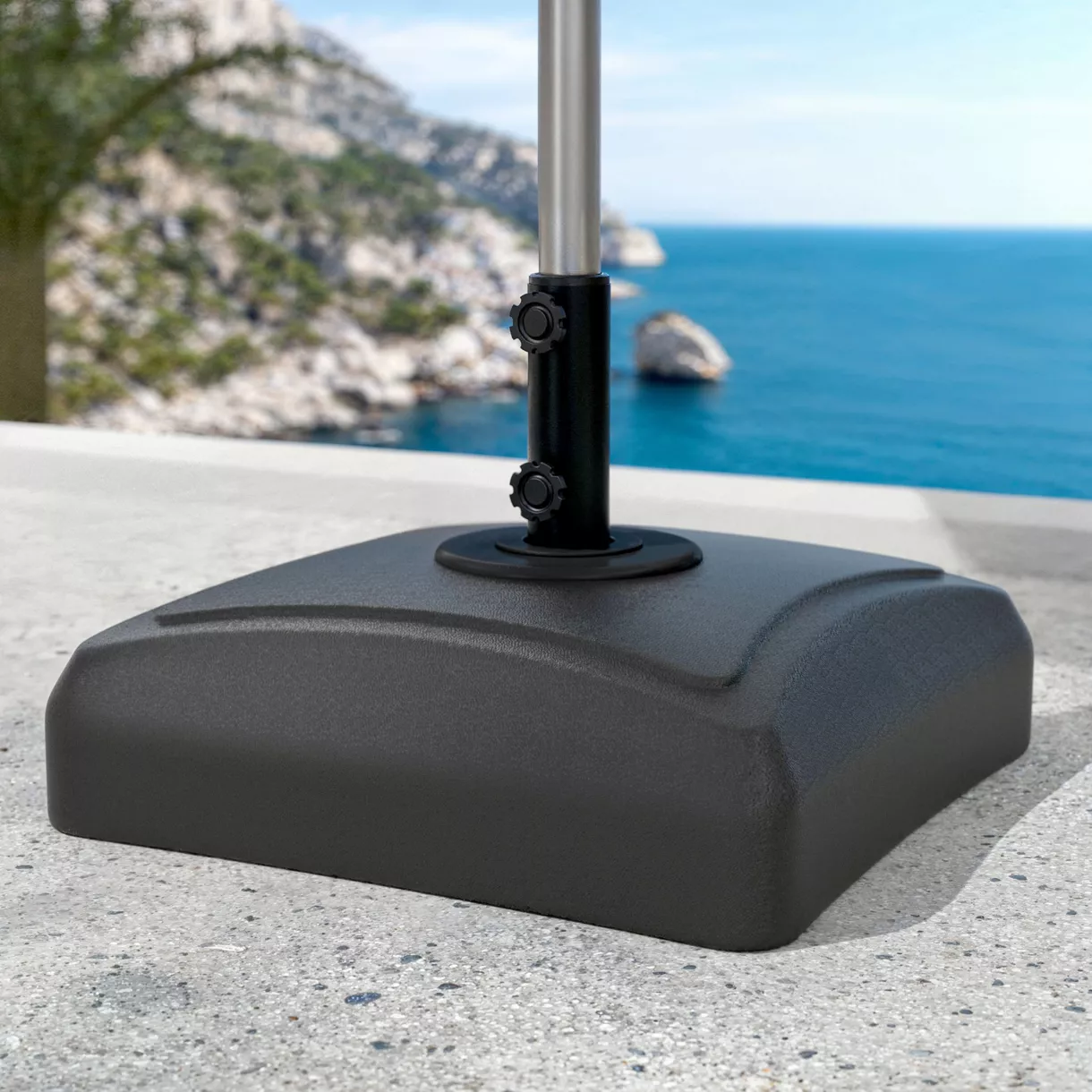 PIED PARASOL CARRE PLASTIQUE 32L NOIR