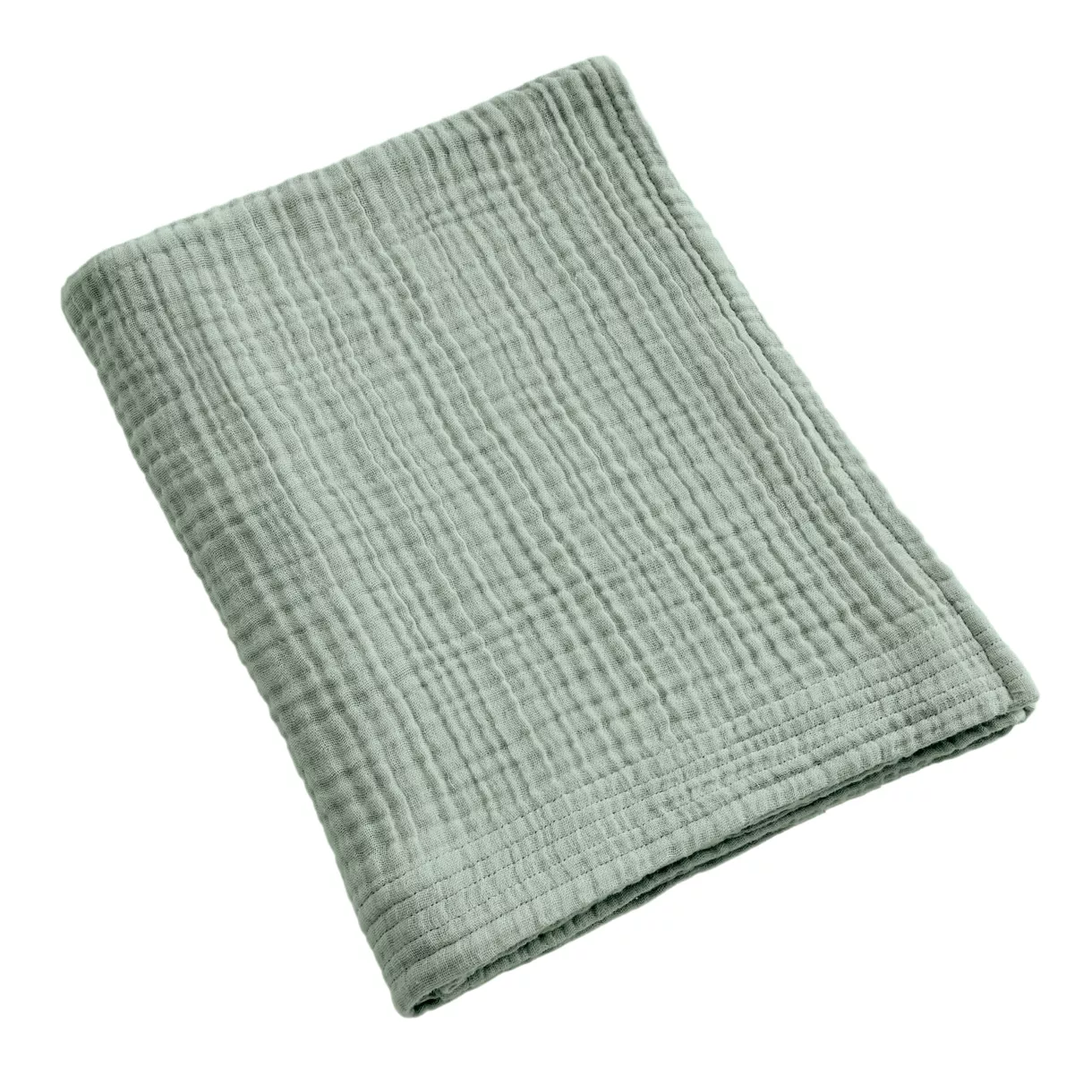 Serviette de bain gaze de coton (90 x 150 cm) Gaïa Vert eucalyptus