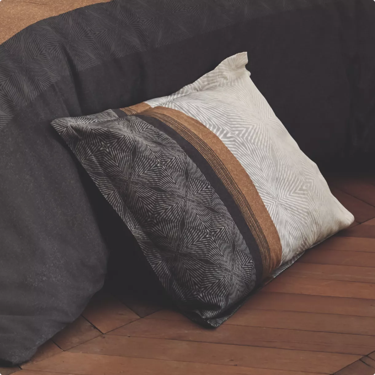Funda de almohada rectangular en  satén de algodón (50 x 70 cm) Tiago Negro
