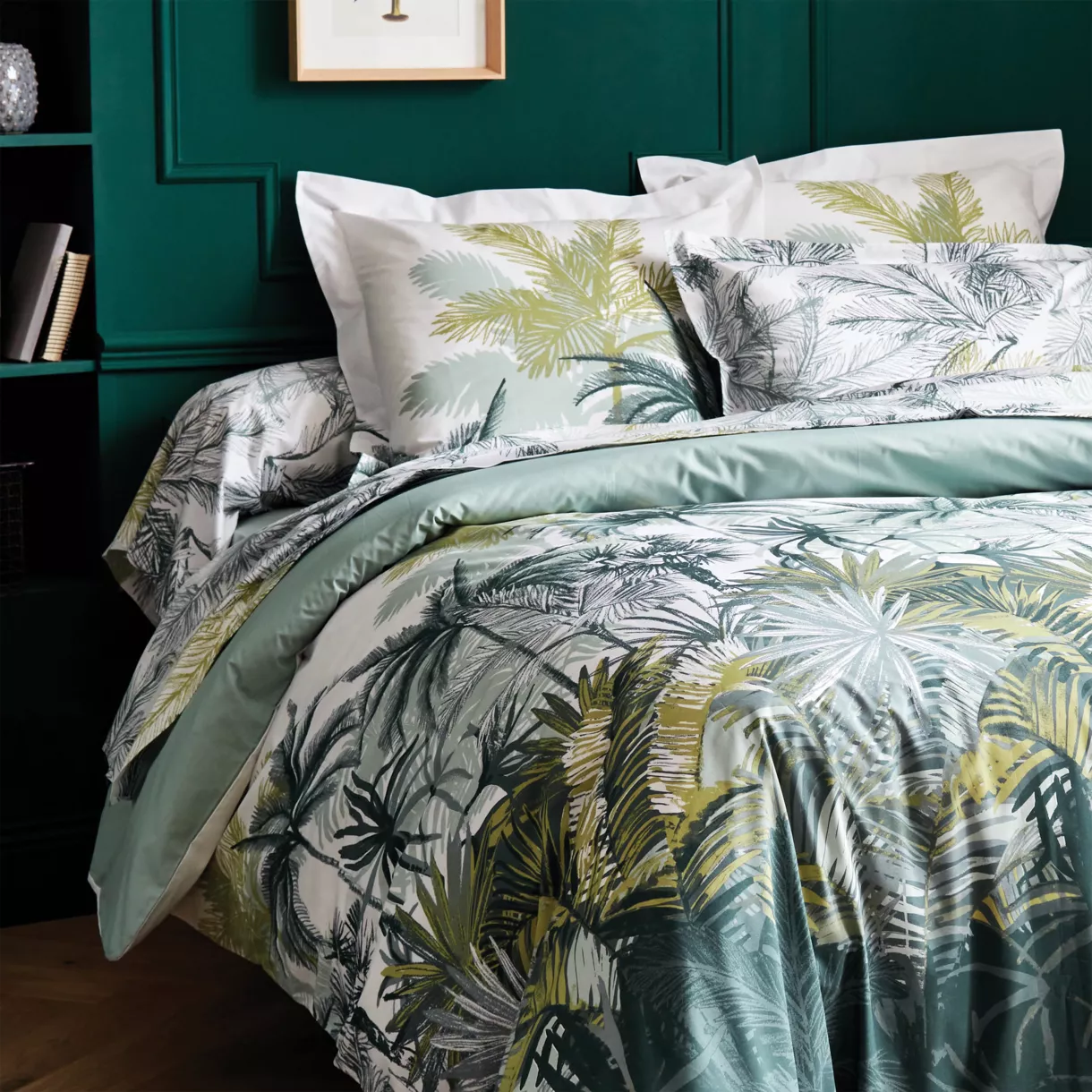 Funda de almohada rectangular en percal de algodón (50 x 70 cm) Trinidad Mousson Verde