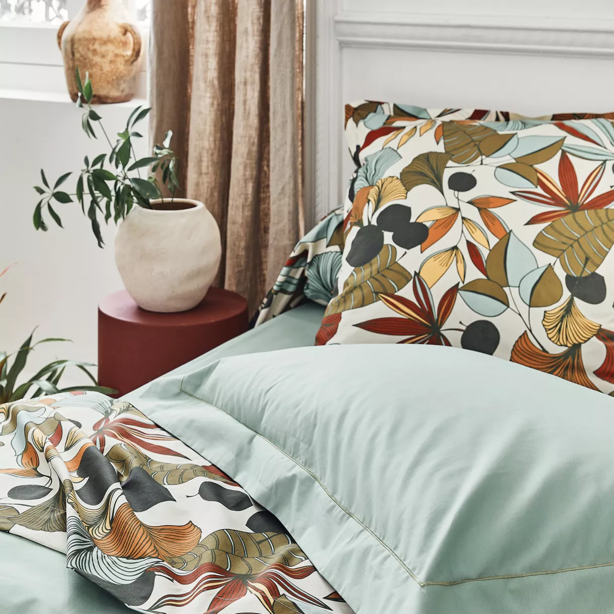 Funda de almohada cuadrada en percal de algodón (65 x 65 cm) Cascade Multicolor