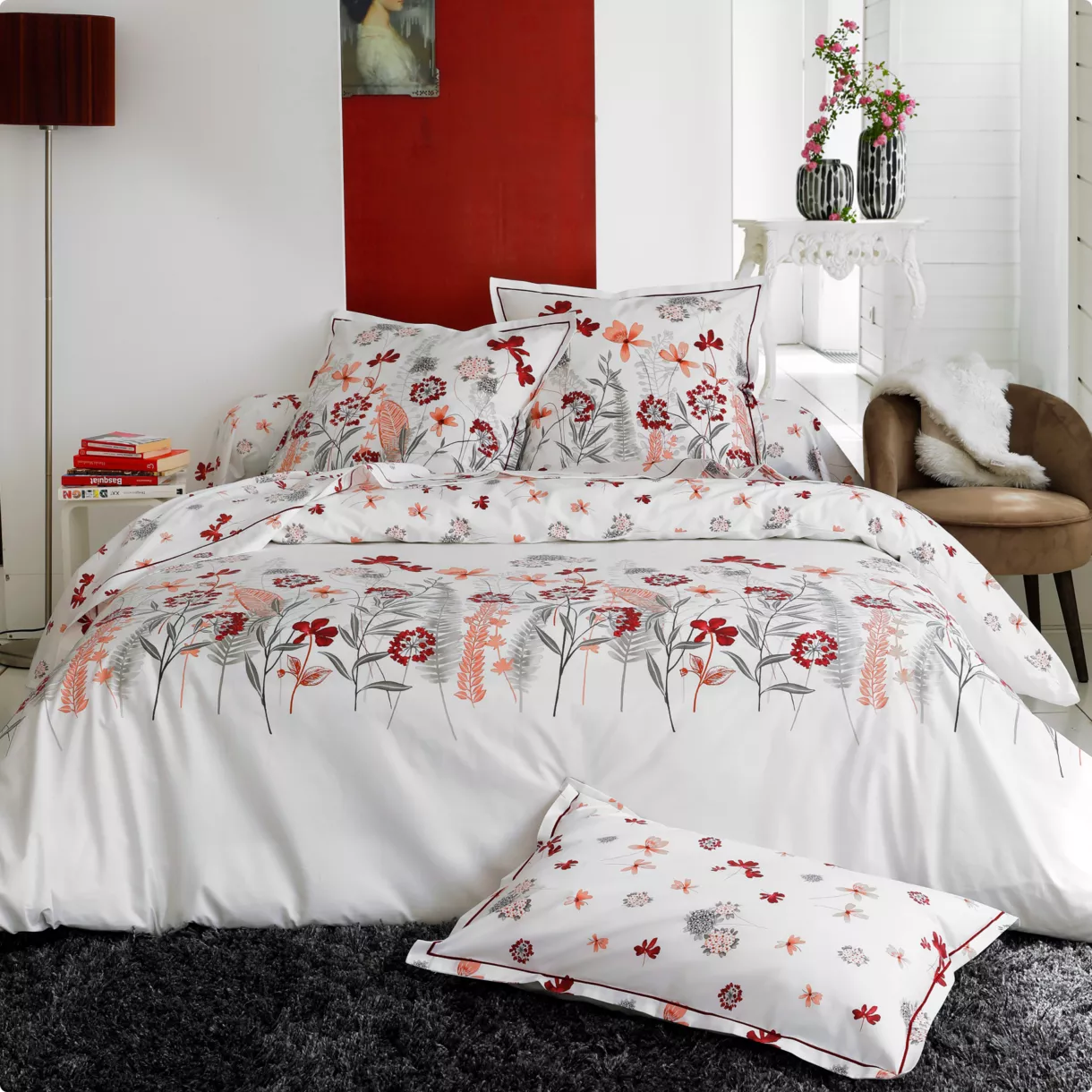 Housse de couette percale de coton (280 x 240 cm) Petite Folie Rouge