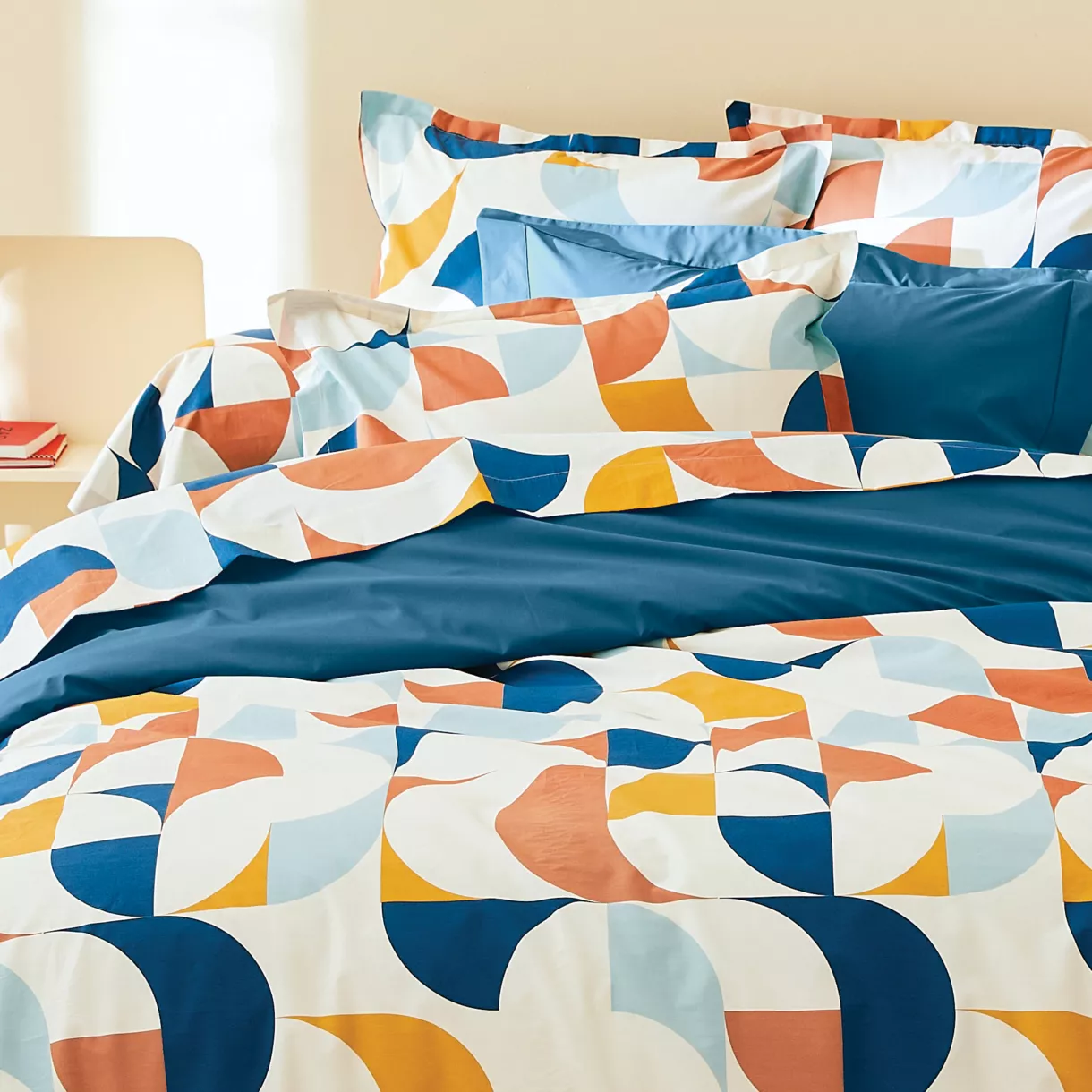Funda de almohada cuadrada en percal de algodón (65 x 65 cm) Módulo Multicolor