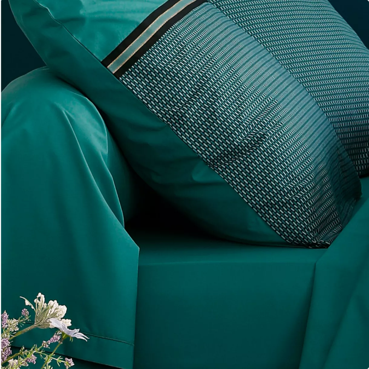 Taie de traversin percale de coton (L200 cm) Gustav Vert émeraude