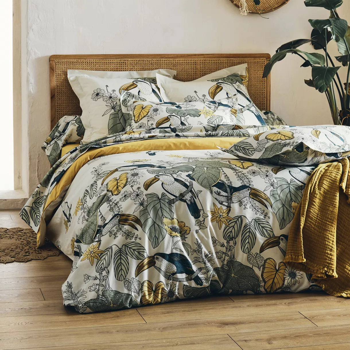 Housse de couette coton lavé (260 cm) Toco Verte