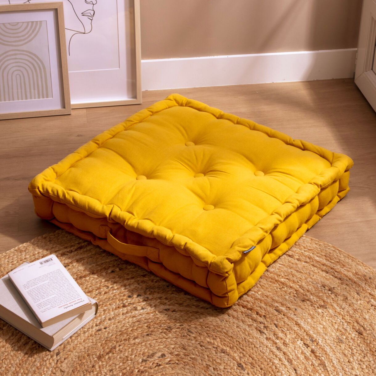 Cojín de suelo (60 x alt.10 cm) Pixel Amarillo mostaza 1