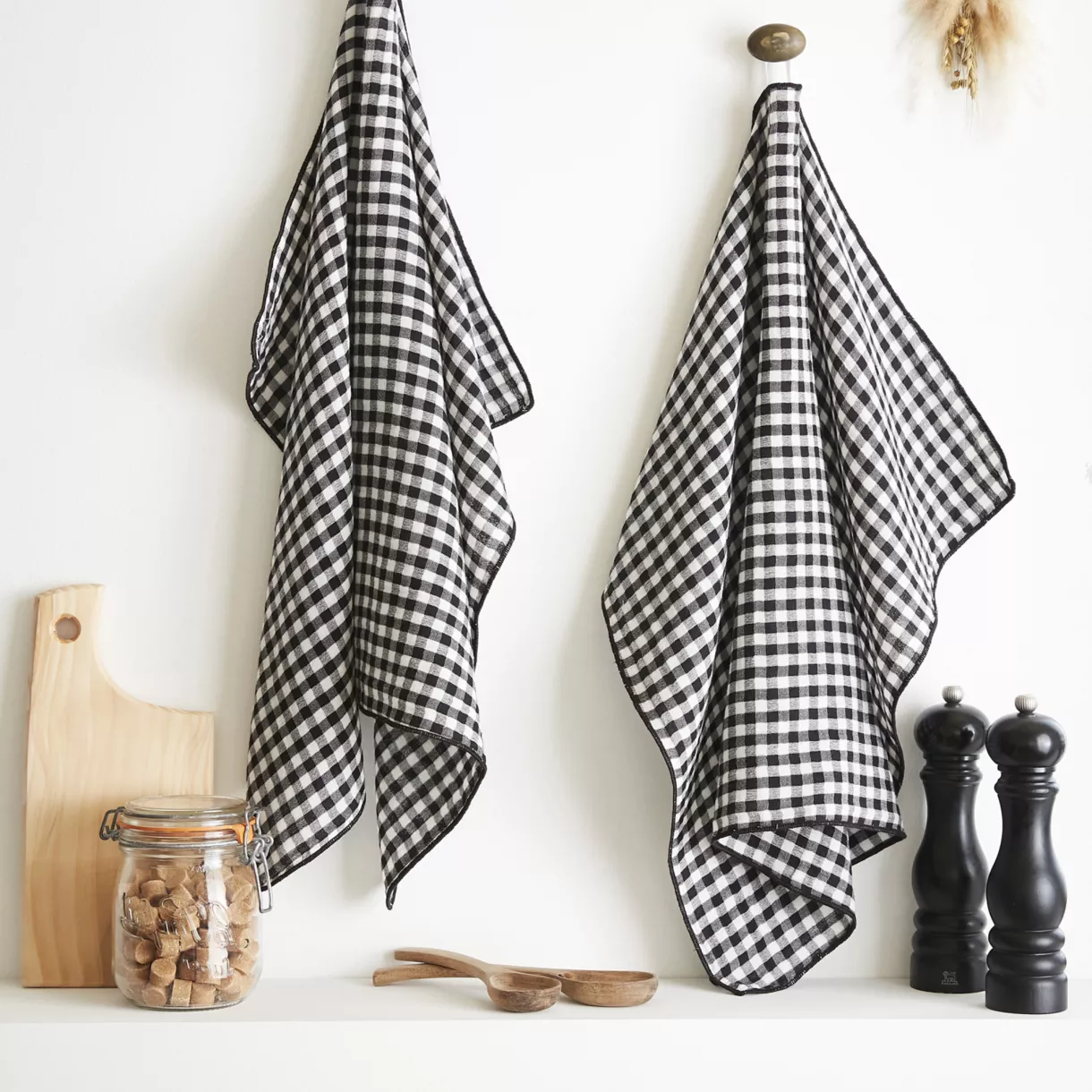 Lot de 2 essuie-mains 50 x 70 cm Gaze de coton tissŽe teinte VICKIE Truffe