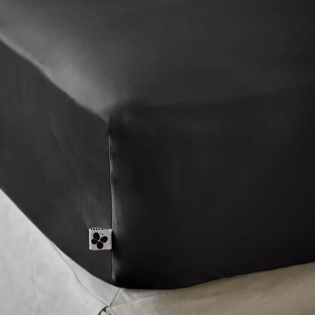 Drap housse satin de bambou (160 x 200 cm) Salomé Noir
