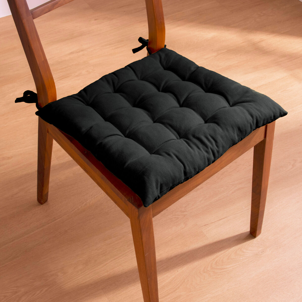 Coussin de chaise carré coton (40 x 40 cm) Pixel Noir
