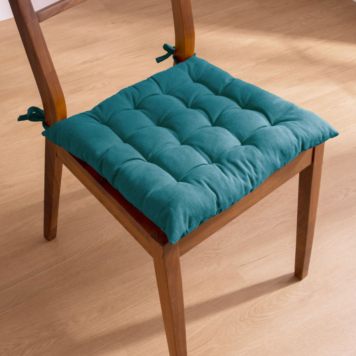 Coussin de chaise carré coton (40 x 40 cm) Pixel Bleu canard