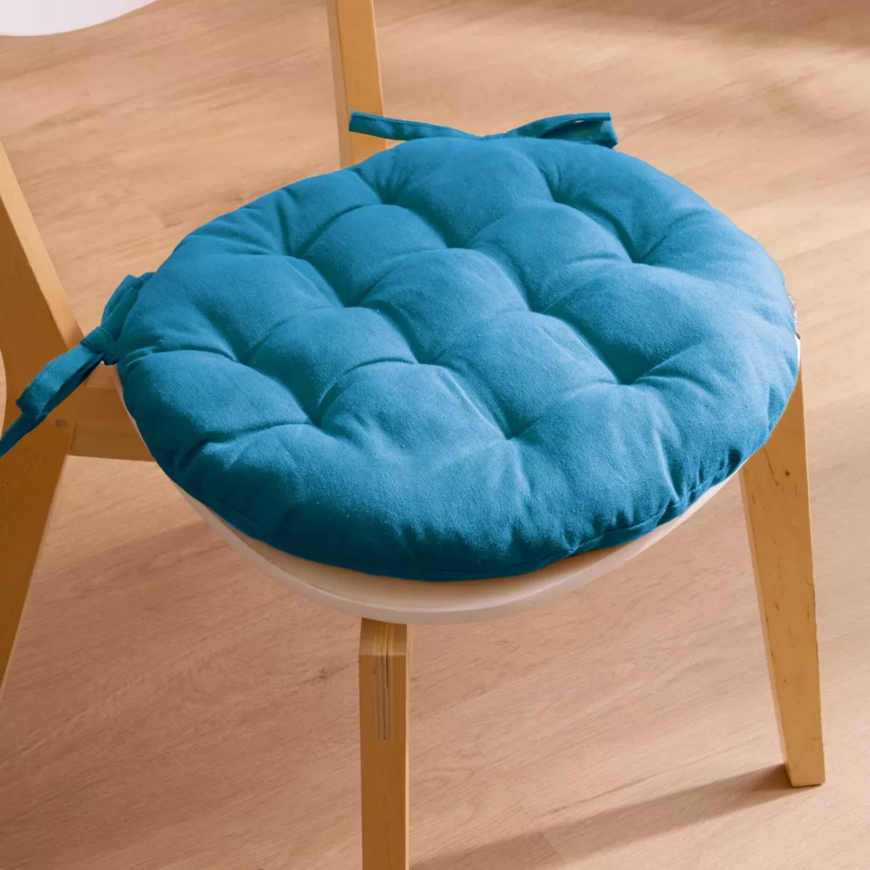 Cuscino rotondo in cotone per sedia (40 cm) Pixel Blu turchese