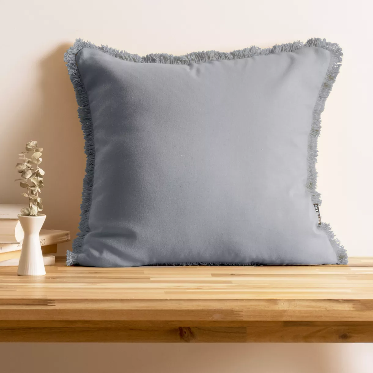 Coussin carré coton (45 x 45 cm) Pixel franges Gris
