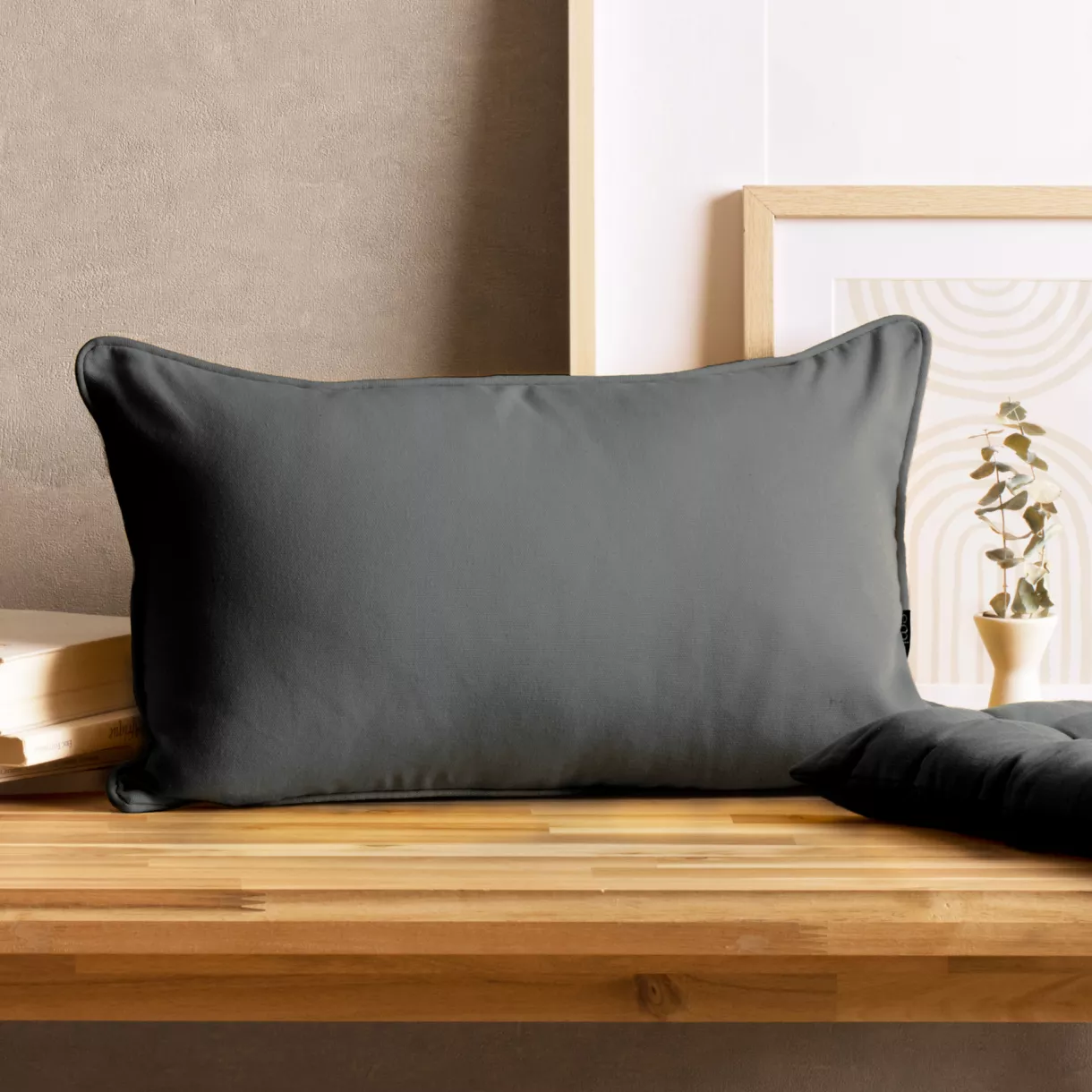 Cuscino rettangolare in cotone (30 x 50 cm) Pixel Grigio antracite