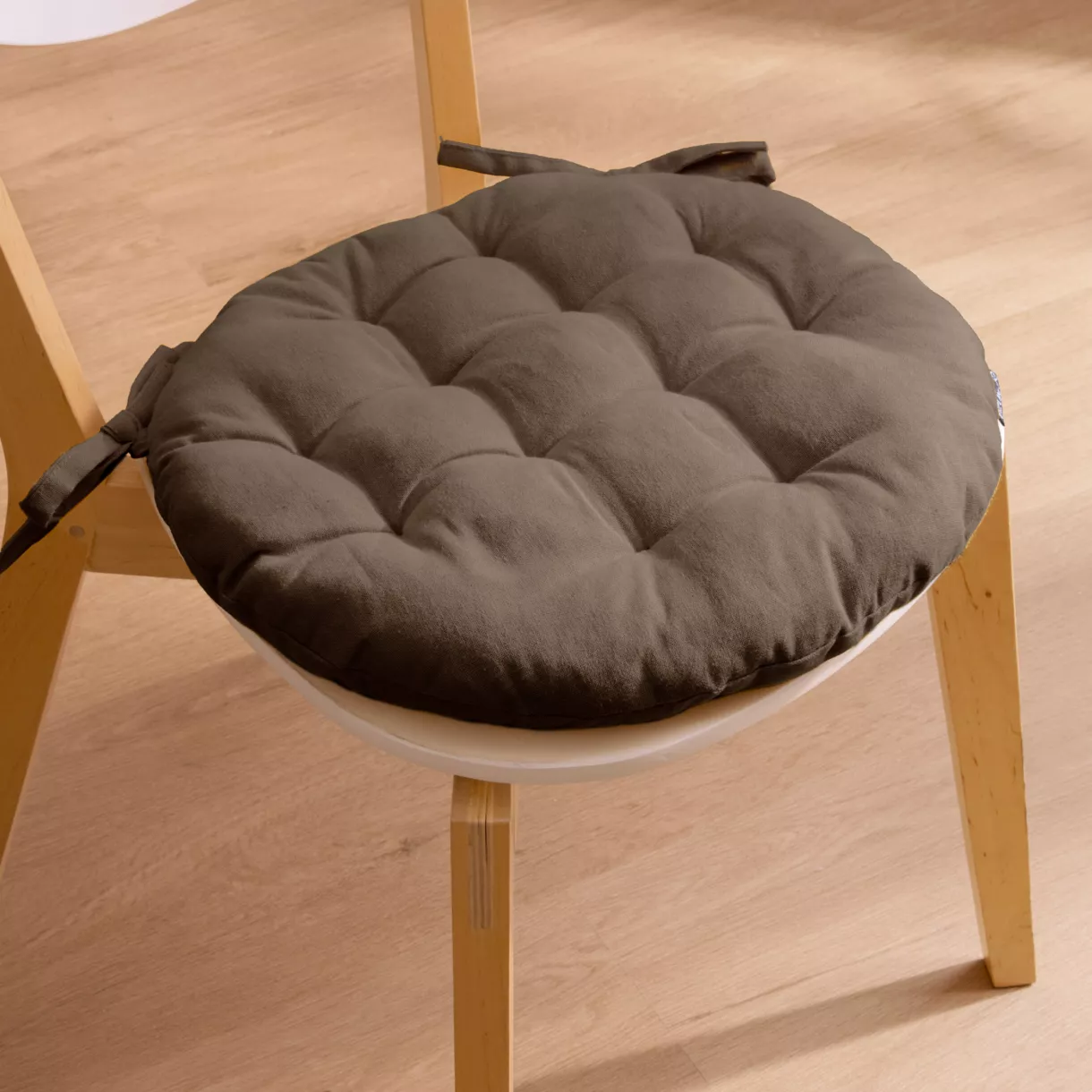 Coussin de chaise rond coton (40 cm) Pixel Taupe