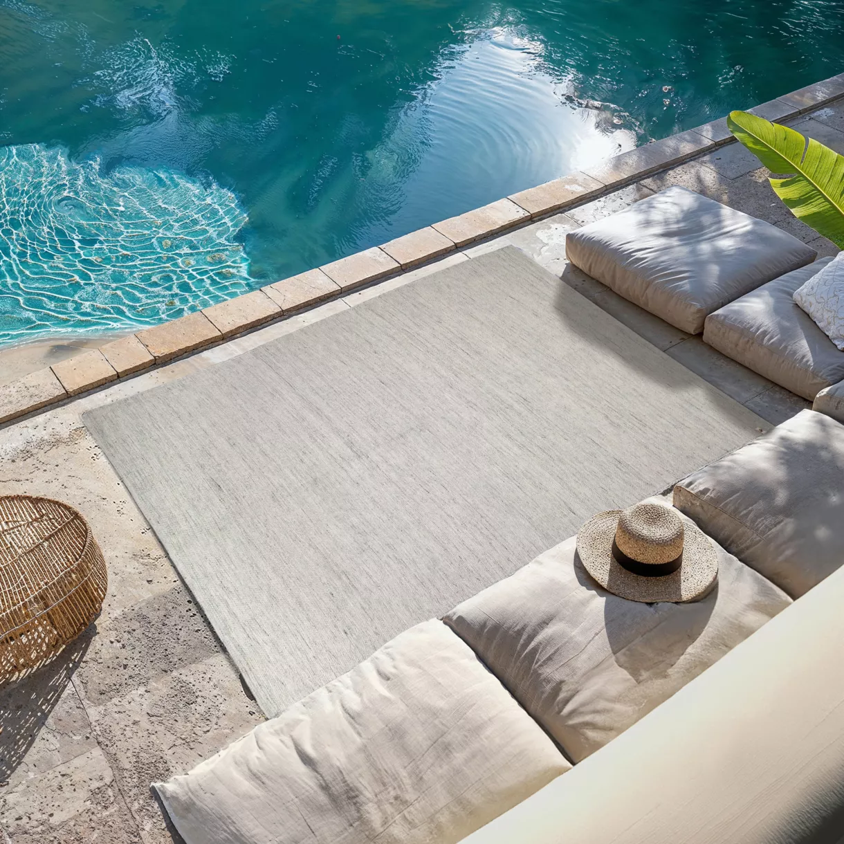 Alfombra de exterior (120 x 170 cm) Léo Beige moteado