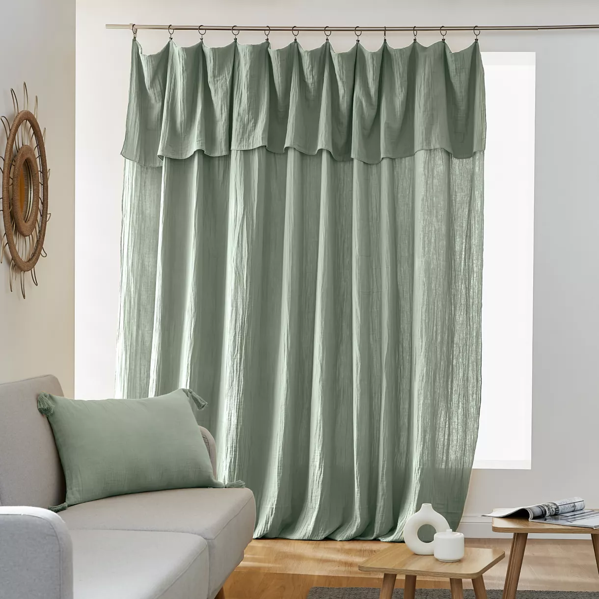 Tenda garza di cotone regolabile (280 x max 300 cm) Gaïa Verde eucalypto