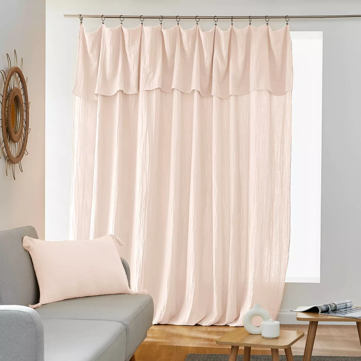 Tenda garza di cotone regolabile (280 x max 300 cm) Gaïa Rosa cipria