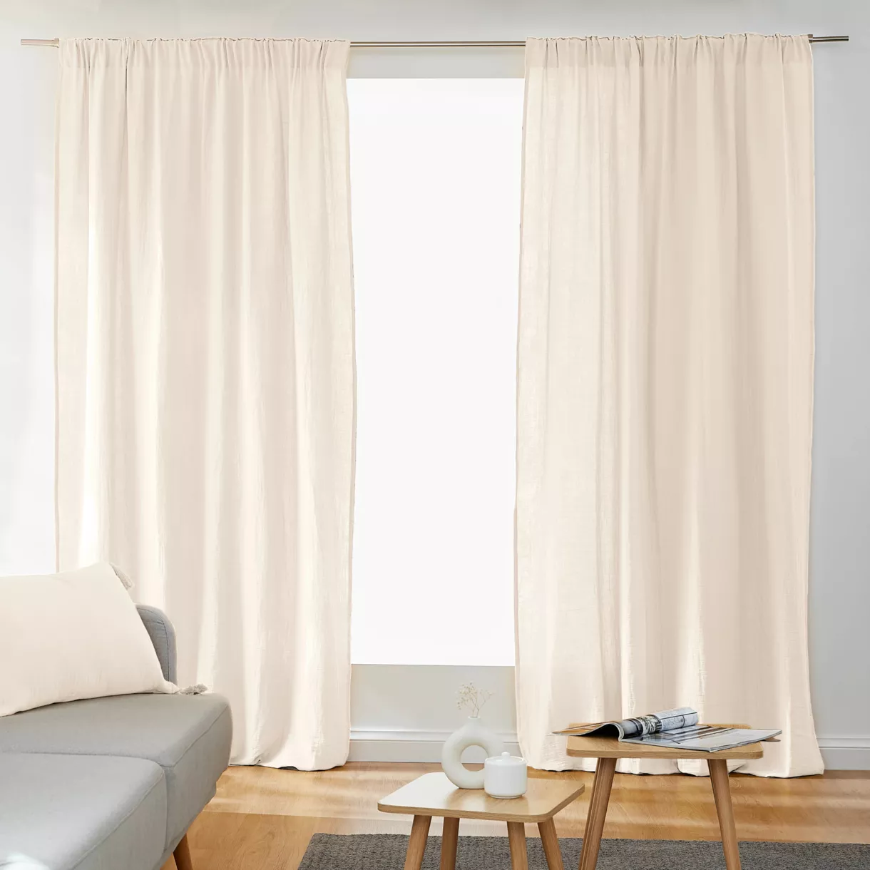 Tenda in  garza di cotone a passanti nascosti (180 x 240 cm) Gaïa Beige pampa