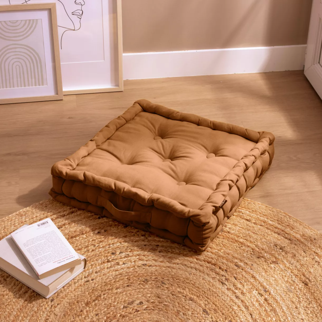 Coussin de sol coton (50 x 50 cm) Pixel Camel