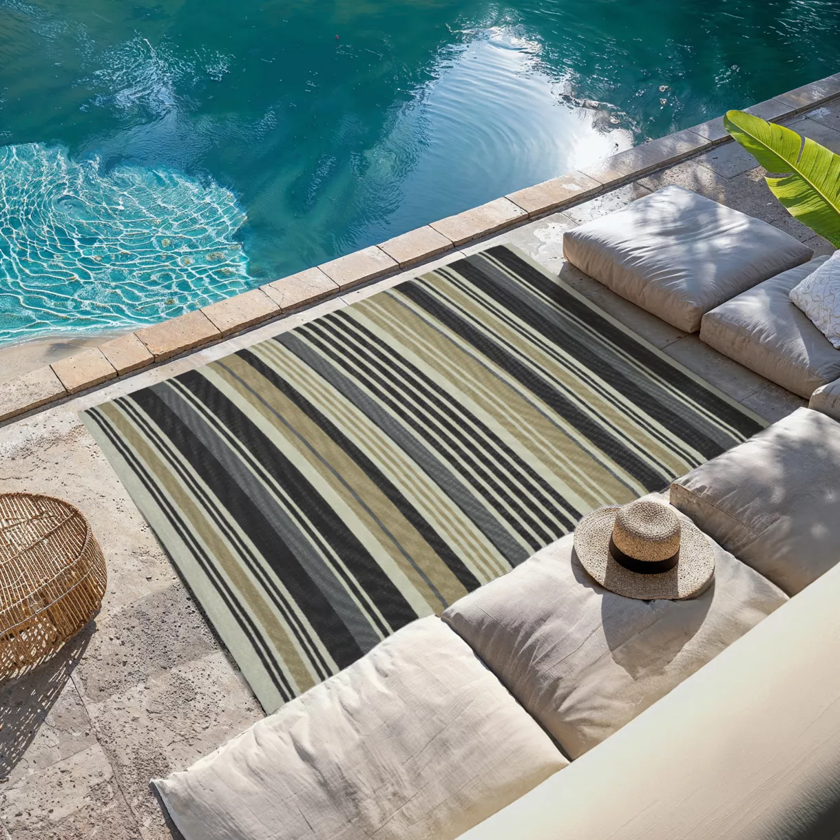 Alfombra de exterior rectangular (180 x 120 cm) rayures Madrid - Gris