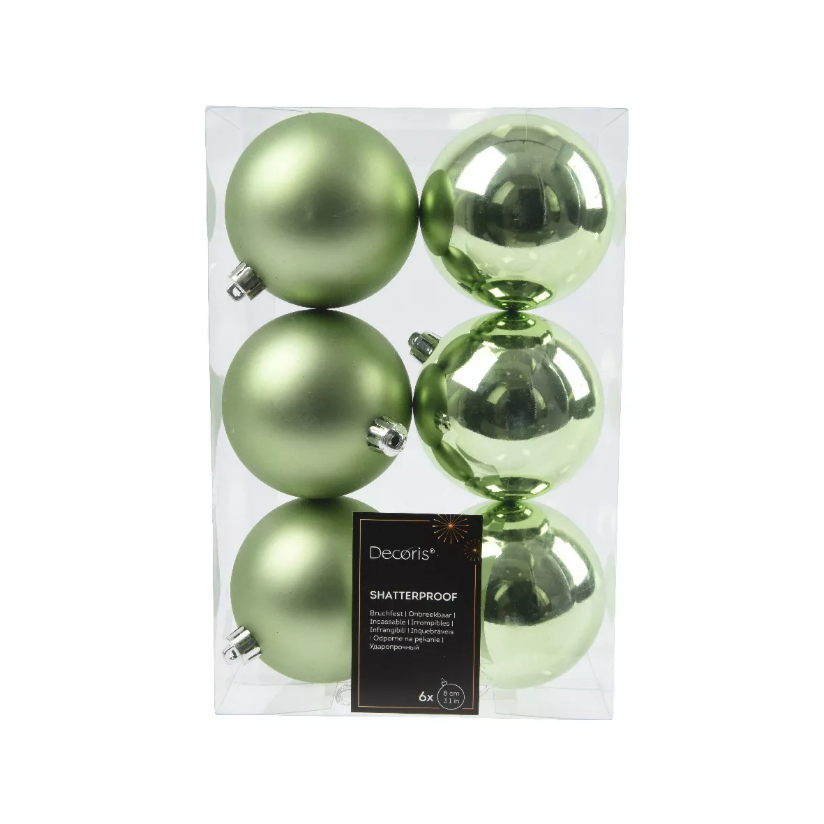 Lote de 6 bolas de Navidad (D80 mm) Alpine Té verde